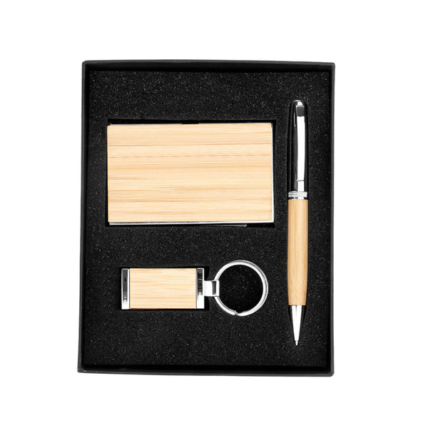 EcoExecutive Set | Kit Corporativo de Bambú con Bolígrafo, Llavero y Tarjetero