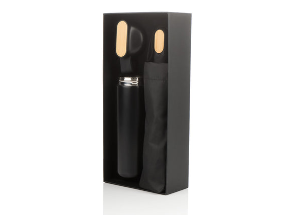 UrbanNature Duo | Set Ejecutivo con Paraguas y Botella de Bambú