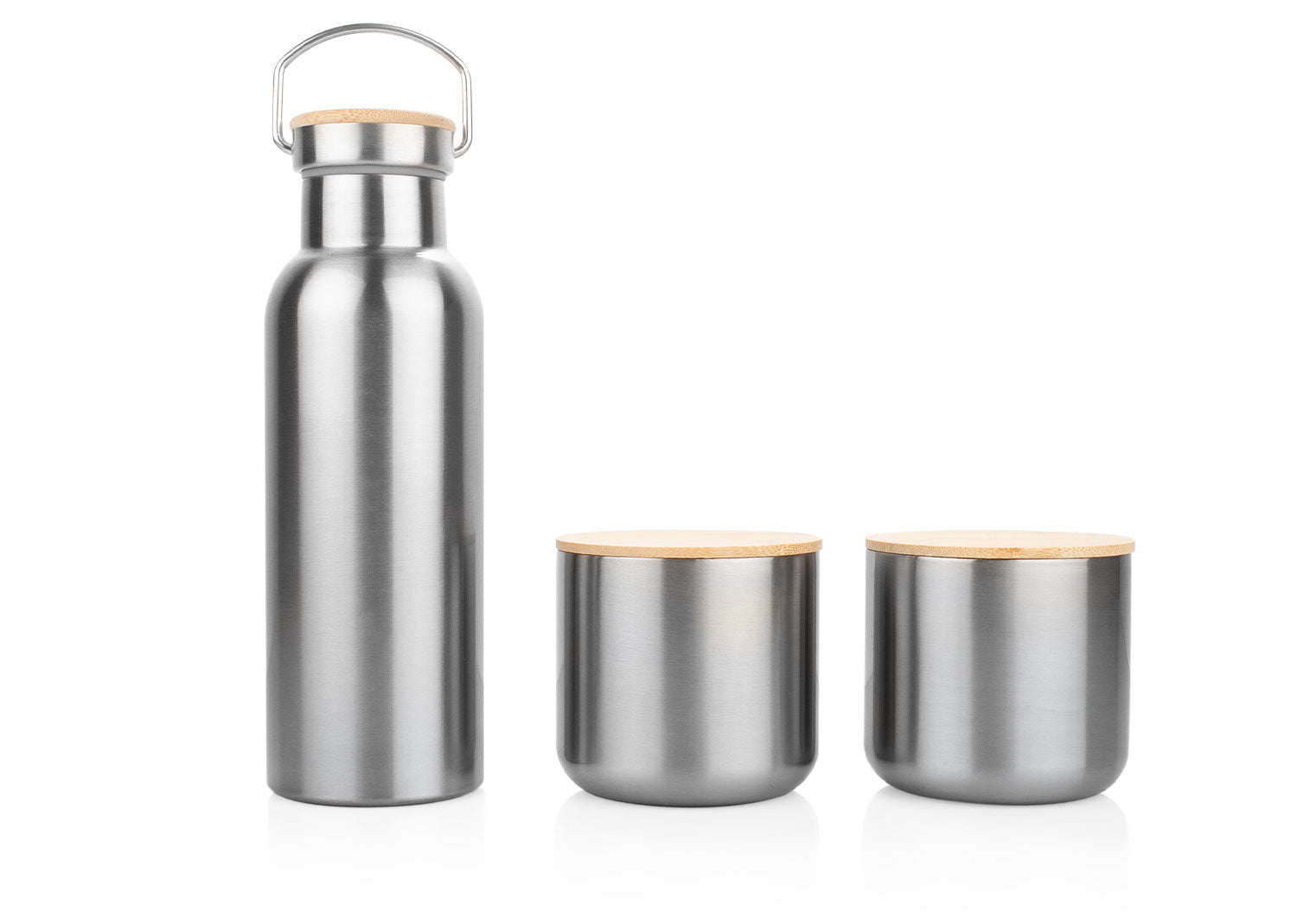 Set Hidratación Acero Bambú 550ml