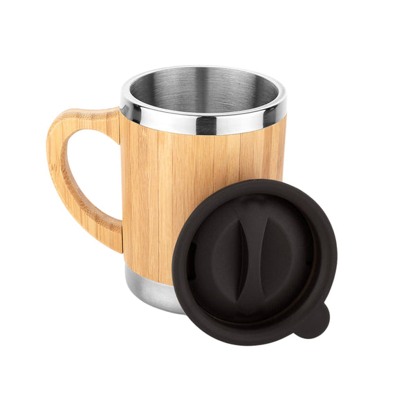 WoodSense 300 | Mug Inox con Asa de Bambú