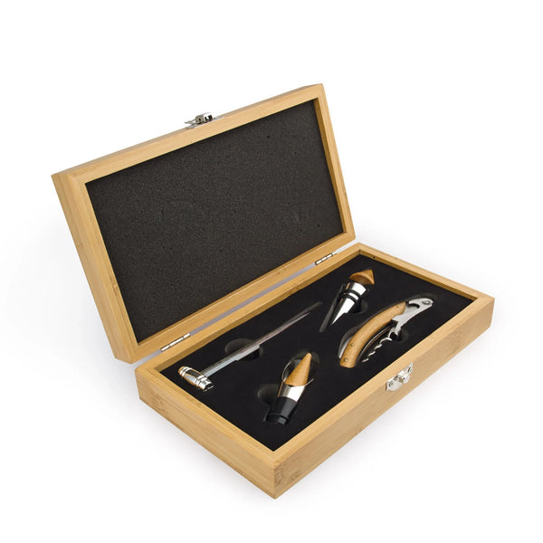 Set de Vino Bambu Deluxe | 4 Accesorios